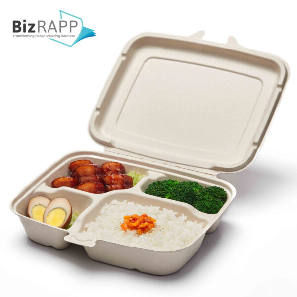 Biodegradable take-out paper food container Clam shell disposable bagasse lunch box