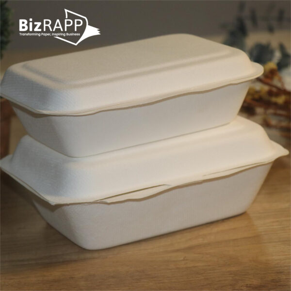 Biodegradable take-out paper food container Clam shell disposable bagasse lunch box