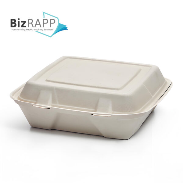 Biodegradable take-out paper food container Clam shell disposable bagasse lunch box