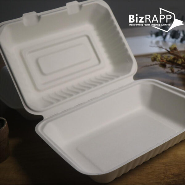 Biodegradable take-out paper food container Clam shell disposable bagasse lunch box