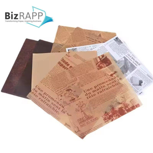 Custom Oil Proof Deli Paper Sheets Wax Paper Food Wrapping Disposable Greaseproof Paper