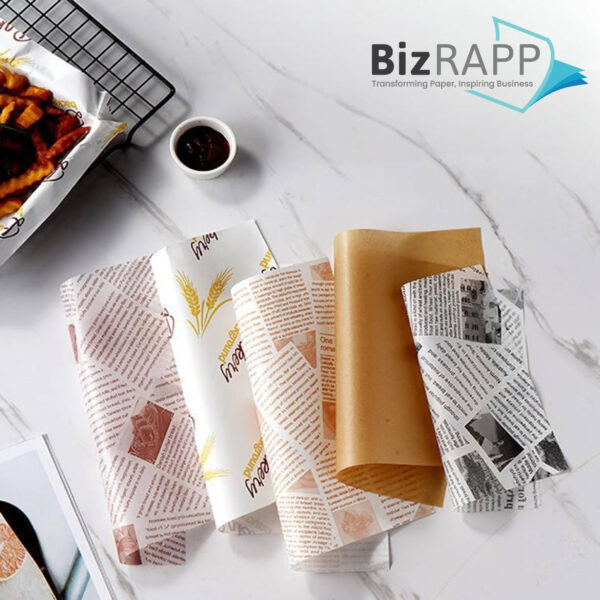 Custom Oil Proof Deli Paper Sheets Wax Paper Food Wrapping Disposable Greaseproof Paper