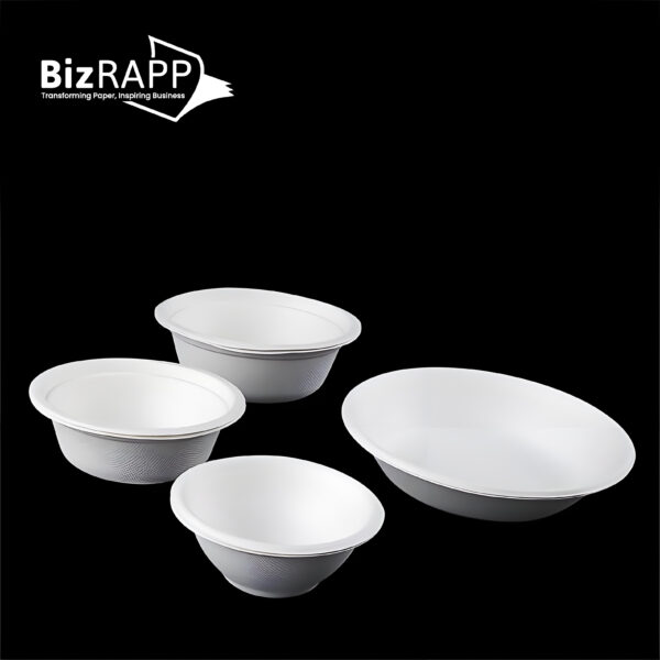 Disposable sugarcane bagasse soup paper bowls round salad bowl