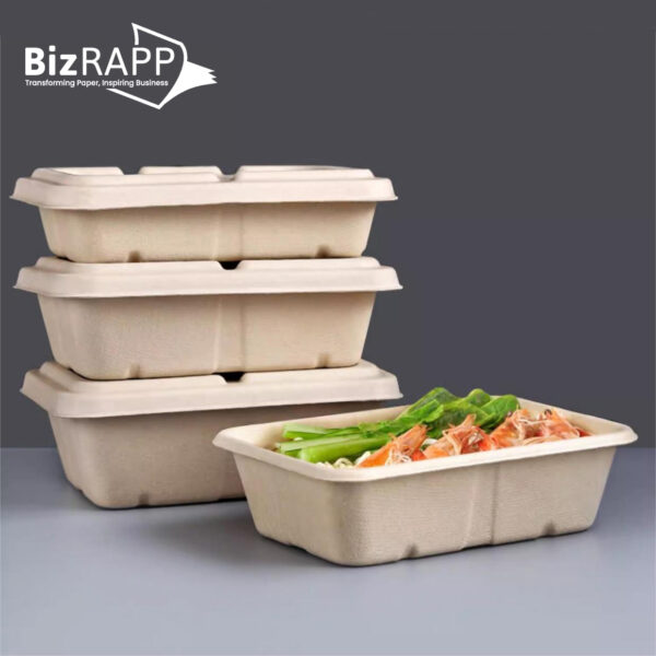 Disposable Straw paper square rectangular box takeaway lunch Straw pulp box eco friendly salad packing bowl with lid