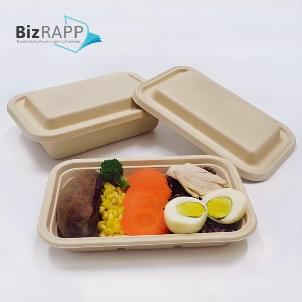 Disposable Straw paper square rectangular box takeaway lunch Straw pulp box eco friendly salad packing bowl with lid