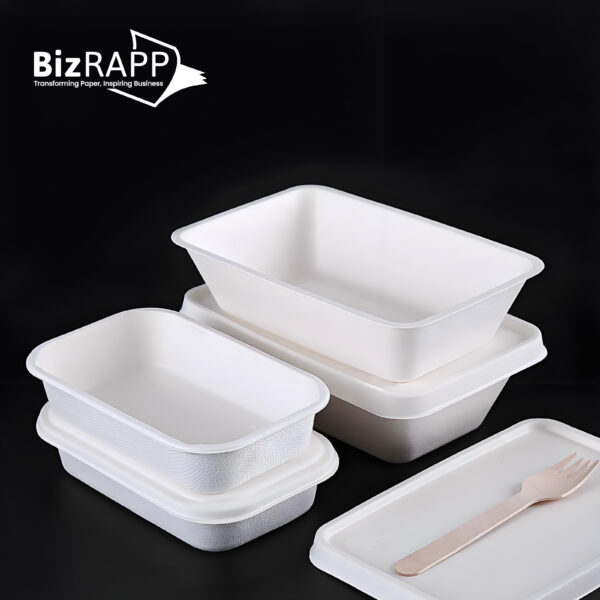 Disposable Straw paper square rectangular box takeaway lunch Straw pulp box eco friendly salad packing bowl with lid