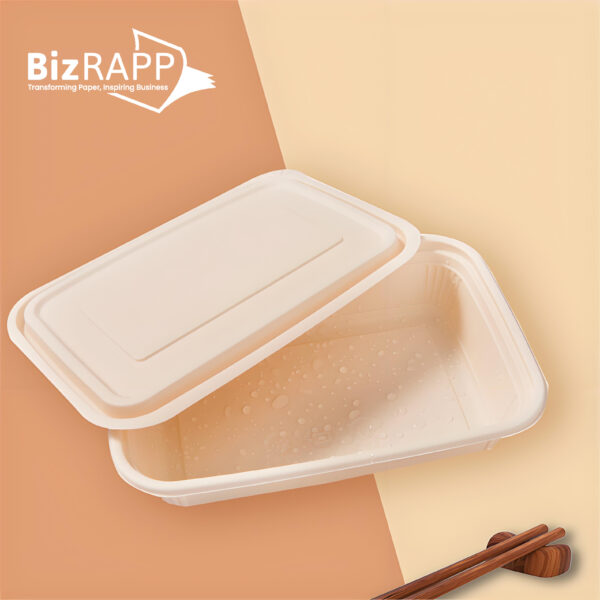 Disposable Straw paper square rectangular box takeaway lunch Straw pulp box eco friendly salad packing bowl with lid