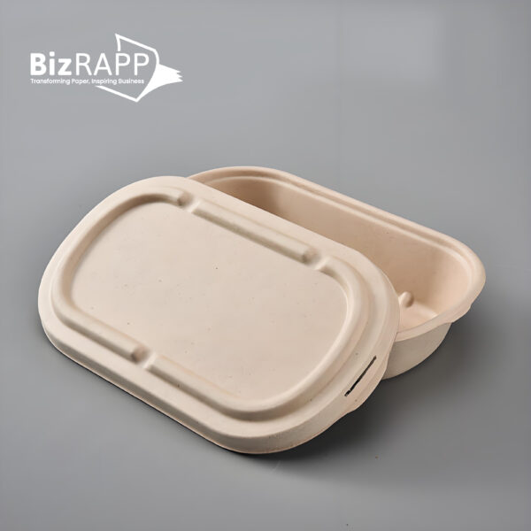 Disposable Straw paper square rectangular box takeaway lunch Straw pulp box eco friendly salad packing bowl with lid