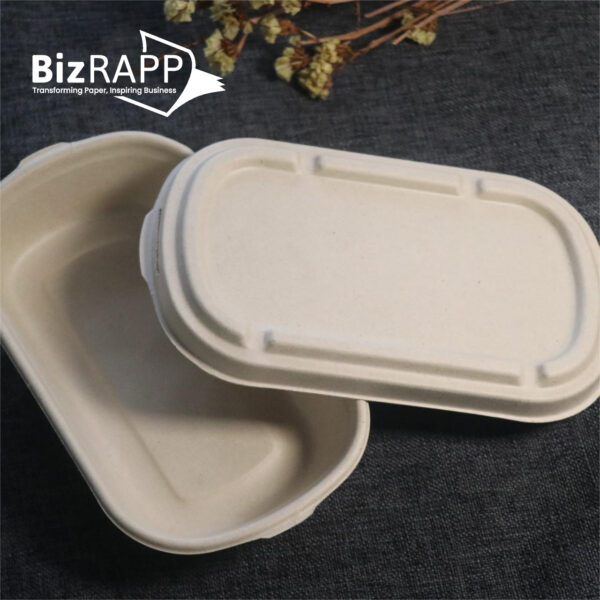 Disposable Straw paper square rectangular box takeaway lunch Straw pulp box eco friendly salad packing bowl with lid